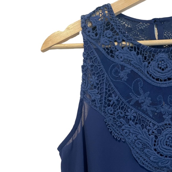 Colbalt Blue Lace Tank Top Size Small - Picture 2 of 6